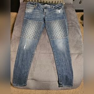 Stylish Blue Jeans with Quilted Design